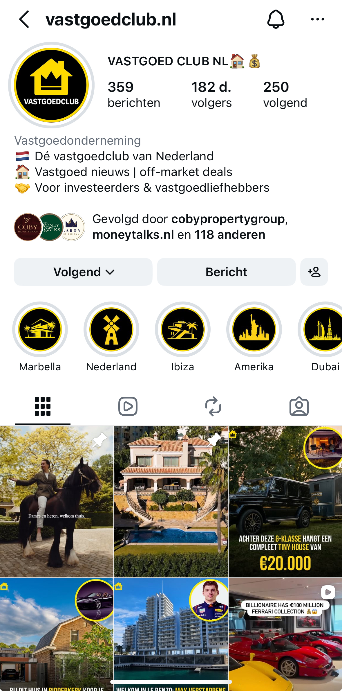 Vastgoedclub Instagram